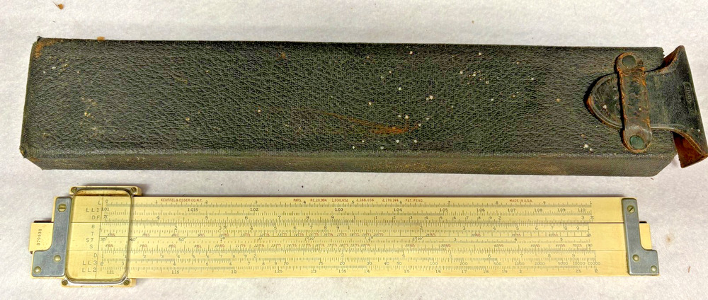 K&E Keuffel & Esser 4080-3 Log Log Duplex Decitrig Slide Rule w/ Leather Case